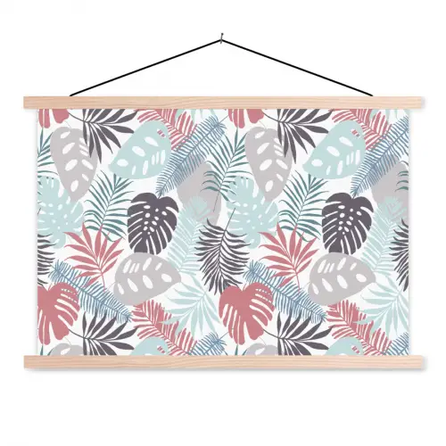 Bladeren - Tropical - Pastel - Jungle textielposter latten blank klein -3d