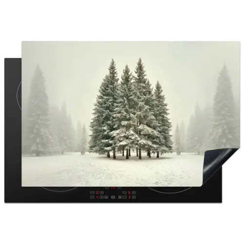 Bomen - Sneeuw - Wit Inductie beschermer vinyl 3mm klein -3d