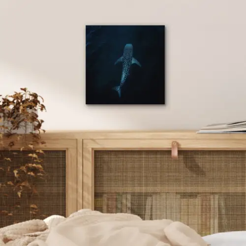 Oceaan - Walvishaai - Donkerblauw - Vlekken aluminium wit klein -sfeer3