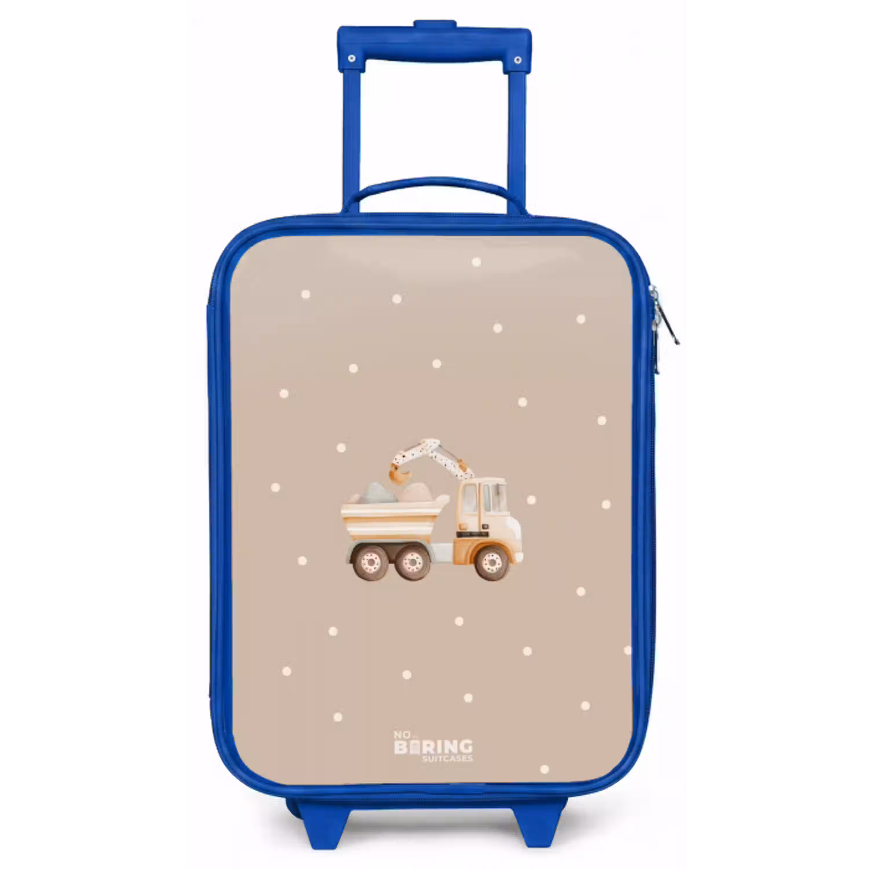 Gele kiepwagen met stenen en stippenpatroon Kinderkoffer - Blauw klein -zz3dotto