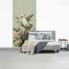 Gele kuifkaketoe - paradijsvogelbloemen - Groen fotobehang vinyl groot -slaapkamer