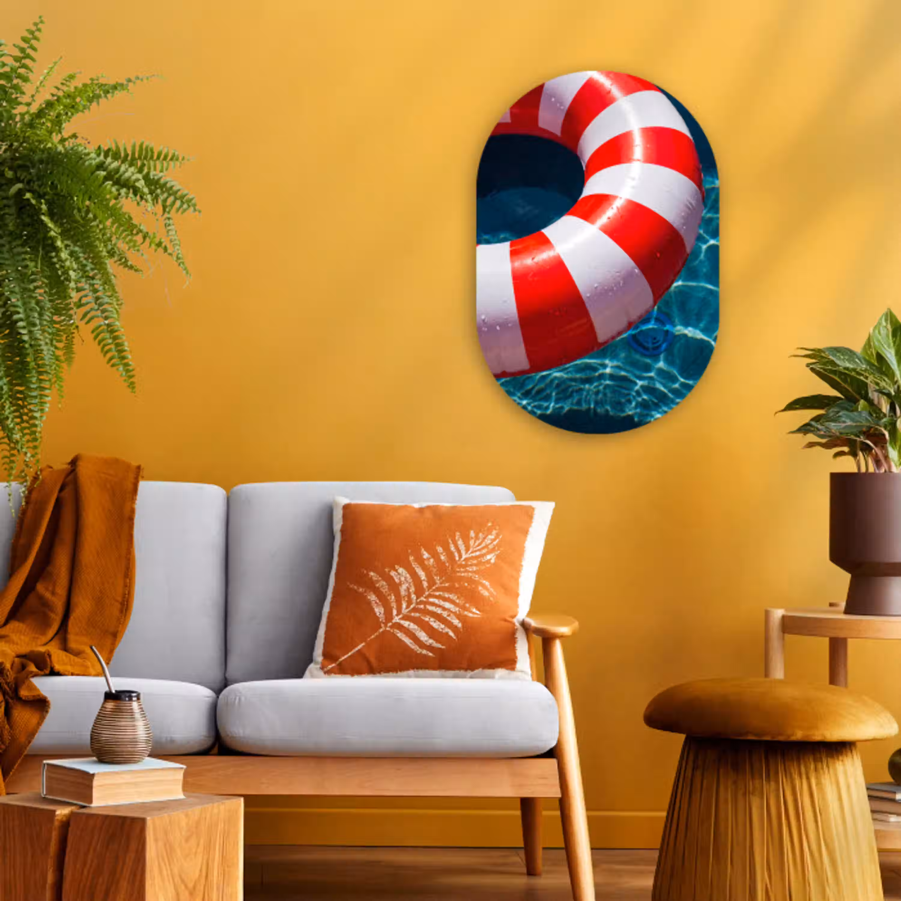 Recreatie - Water - Zomer - Rood - Wit Wandcirkel Ovaal Forex klein -sfeer4