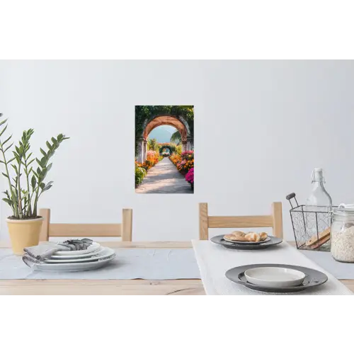 Doorkijk - Bloemen - Tropisch - Kleurrijk Muursticker klein -eettafel