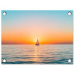 Zee - Zeilboot - Zonsondergang tuinposter los doek klein -3d