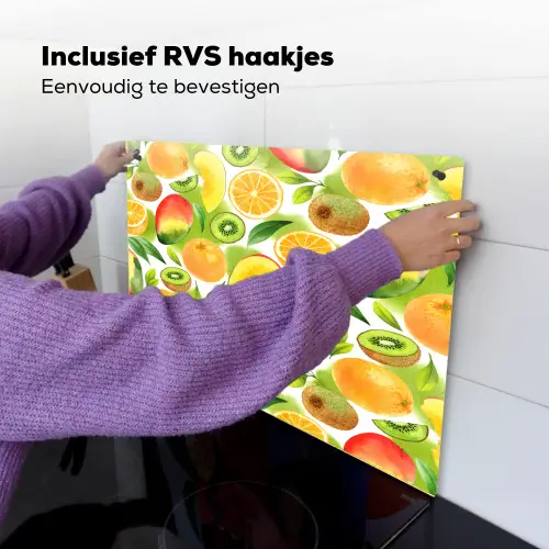 Kiwi - Sinasappel - Mango - Perzik Inductie beschemer met haakjes klein 777 -ky-ophangen-nl