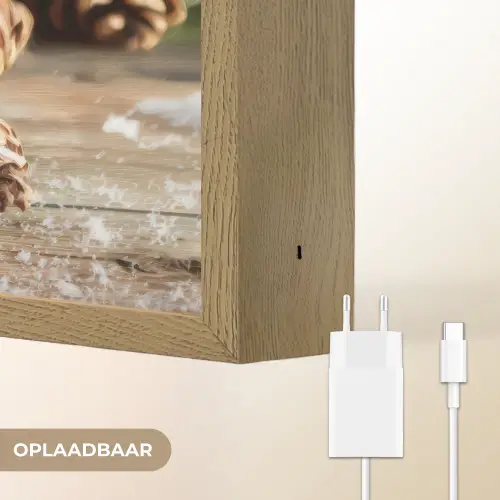 Dennenappels - Kerstsfeer - Bruin - Groen Light Box met batterij (Wandlamp) middel -USP_websiteoplaadbaarNL
