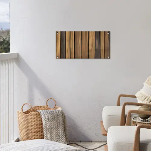 Hout - Planken - Natuurtinten tuinposter los doek klein -sfeer8