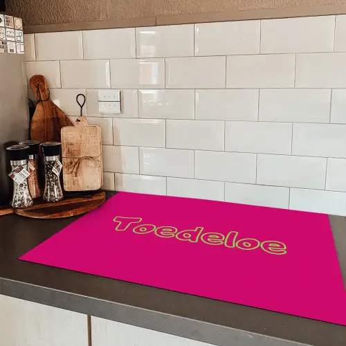 Toedeloe - Groen - Roze Inductie beschermer vinyl 3mm klein -sfeer3