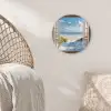 Doorkijk - Strand - Raam - Duinen - Zee Wandcirkel kunststof plaat 5mm dik klein -sfeer5