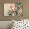 Roze kuifkaketoe - Tak met vruchten - Bladeren canvas 2cm klein -sfeer3