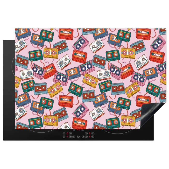 Retro - Disco - Cassettebandjes - Multi Inductie beschermer vinyl 3mm klein 276 -3d