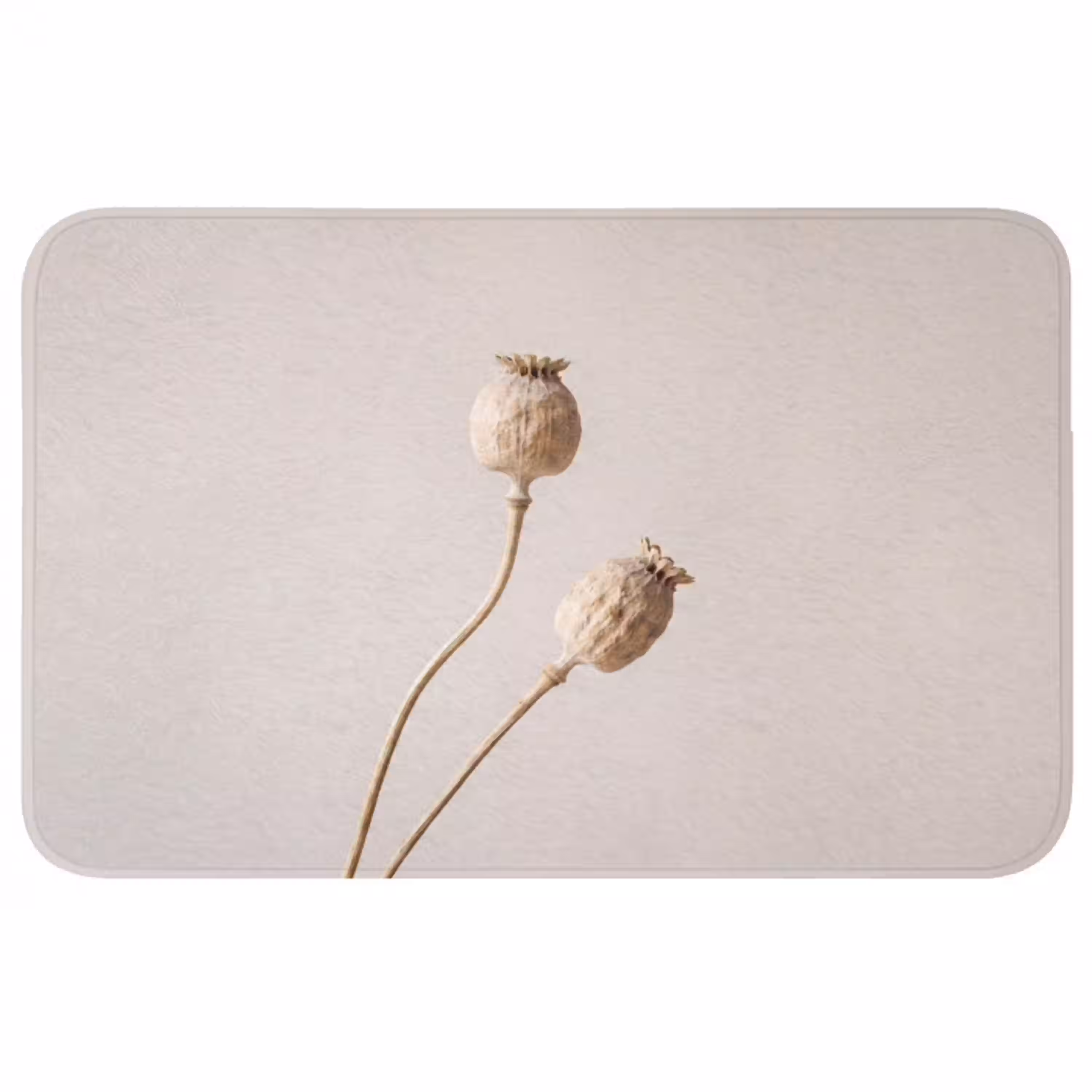 Papaverbollen - Droogbloemen - Minimalistisch - Beige - Rustig Badmat middel -3d
