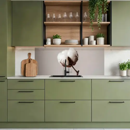 Katoenbol - Minimalistisch - Wit keuken achterwand 2 middel -sfeer3