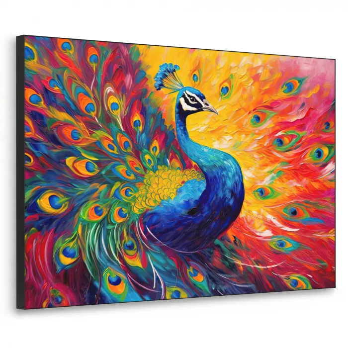 Pauw - Kunst - Schilderij - Pauwenveren Textielframe zwart klein -3d