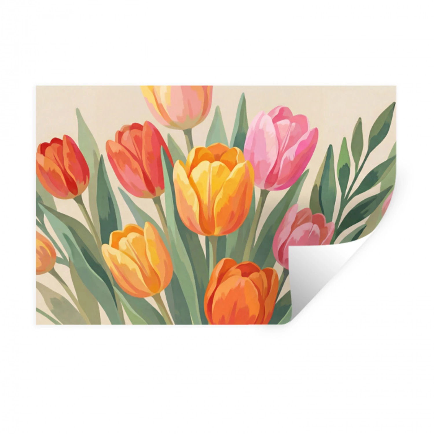 Tulpen - Abstract - Kleurrijk Muursticker klein -3d