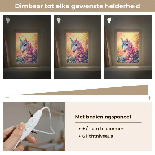 Eenhoorn - Roze - Kleurrijk - Sprookjesbos Light Box met kabel klein -USP_dimbaarNL