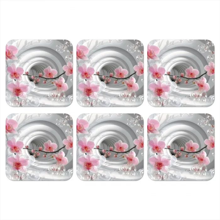 Bloemen - Tunnel - Abstact - 3D effect onderzetter kurk middel -3d
