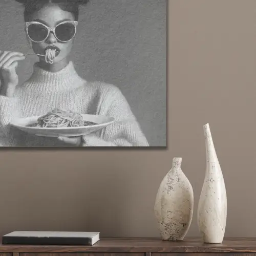 Vrouw - Pasta - Zonnebril PET vilt klein -sfeer6_closeup