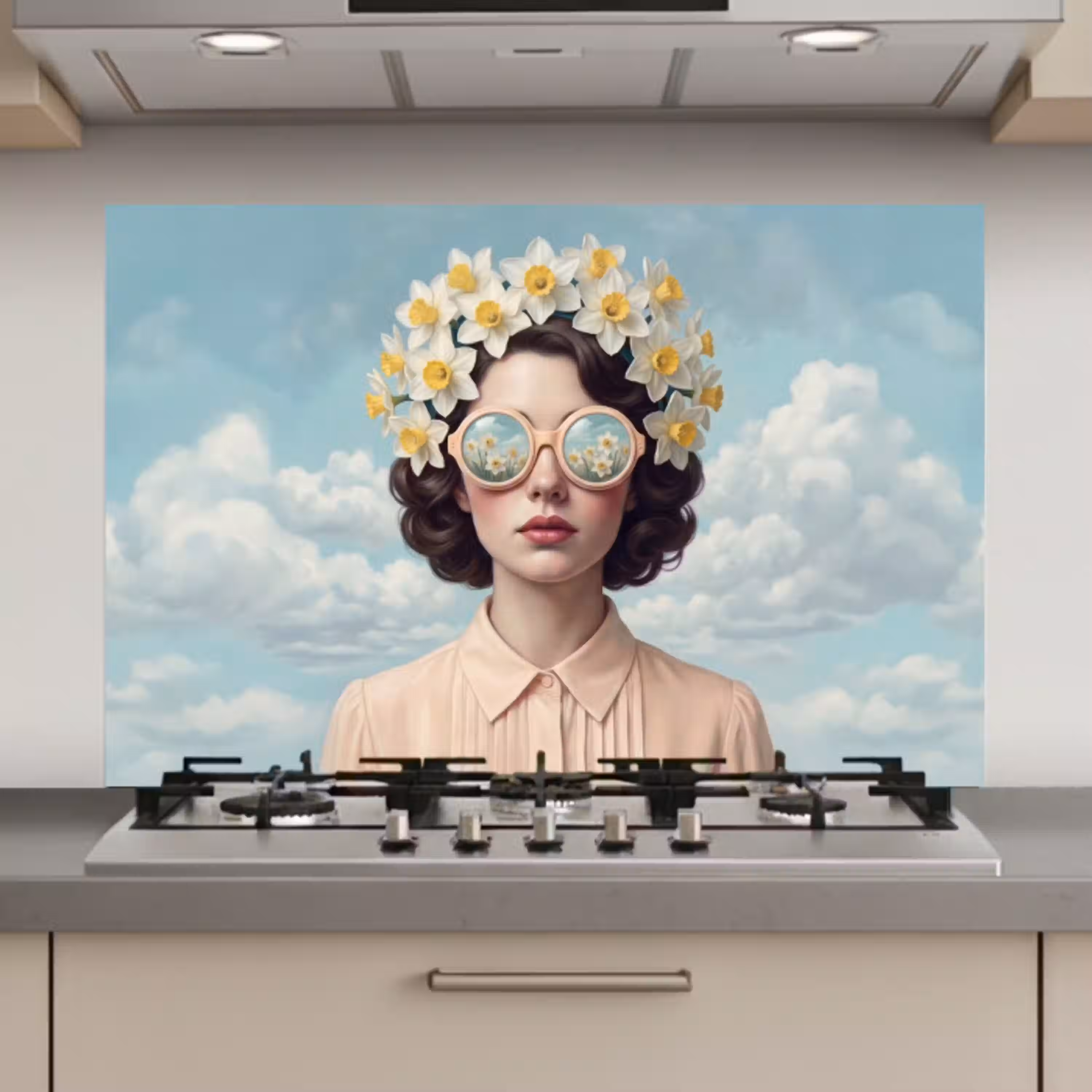 Vrouw - Narcissen - Geel keuken achterwand spatscherm klein -3d_website