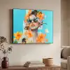 Bloemen - Vrouw - Zonnebril - Blauw Textielframe - compleet frame klein -sfeer3