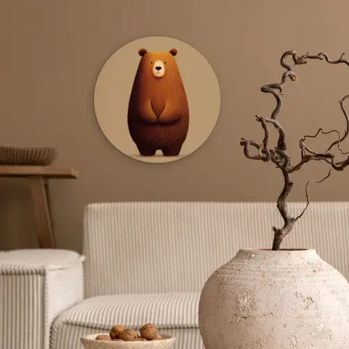 Beer - Minimalistisch - Bruin Wandcirkel kunststof plaat 5mm dik klein -sfeer1