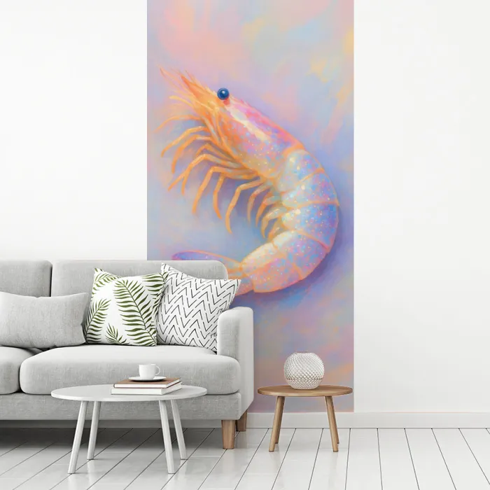 Garnaal - Subtiele structuur - Blauw - Roze fotobehang vinyl groot -woonkamer