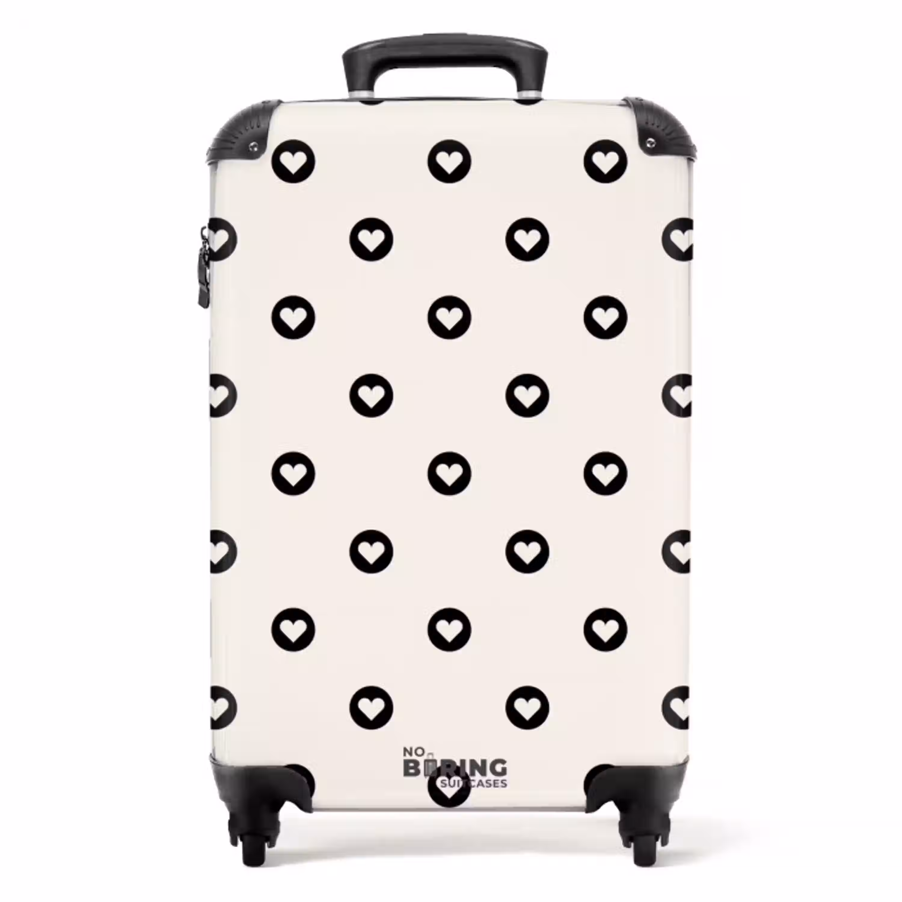 Valentijn hartjes cirkelpatroon zwart wit NBS - Handbagage koffer - Kinderen Unisex middel -productfoto_recht