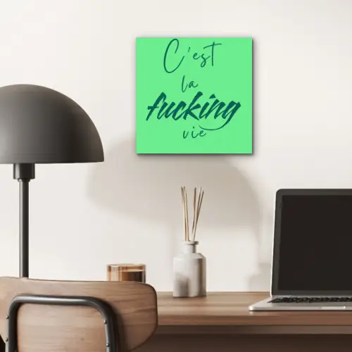c'est la fucking vie - Groen - Penseelstijl aluminium wit klein -sfeer5