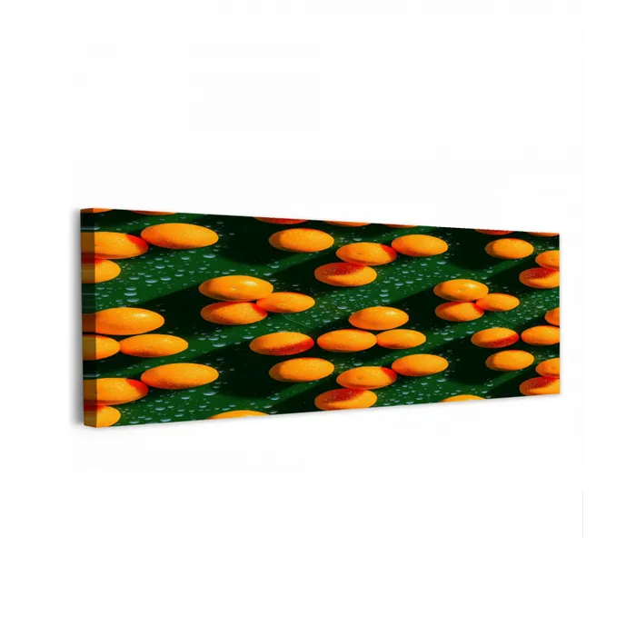 Mandarijn - Oranje - Druppels - Groen canvas 2cm klein 828 -z3d