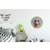 Vrouw - Blond - Roze kauwgom - Kleurrijk - Pastel Wandcirkel aluminium klein -kinderkamer