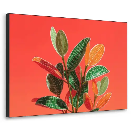 Bladeren - Nerven - Oranje - Structuur Textielframe zwart klein -3d