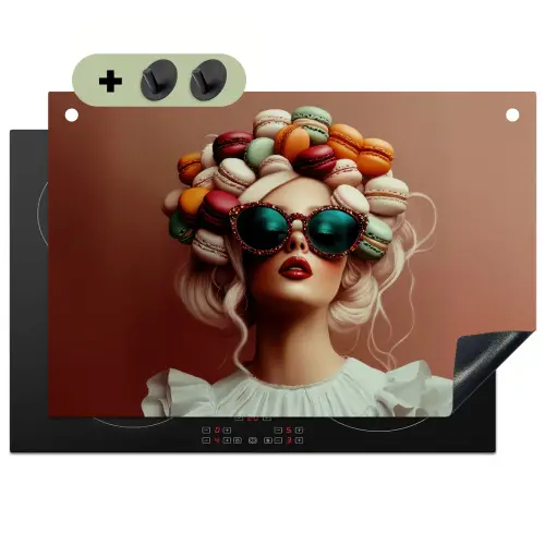 Vrouw - Macarons - Bril Inductie beschemer met haakjes klein -3d