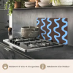 Kronkelende lijnen - Blauw - Bruin - Minimalistisch keuken achterwand spatscherm klein 900 -usp_FR