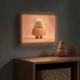 Monster - Knuffel - Oranje Light Box met batterij (Wandlamp kind) middel -sfeer5_kind