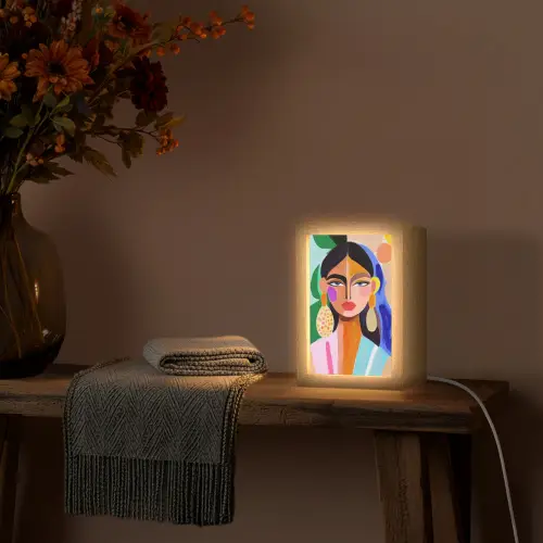 Portret - Vrouw - Modern Light Box met kabel (Tafellamp) klein -sfeer4