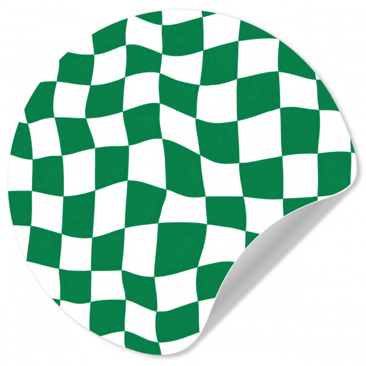 Schaakbord - Golvend - Groen Wandcirkel behangsticker klein 186 -3d