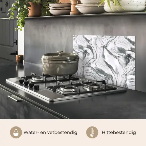 Wit - Marmer - Golvend - Grafiet keuken achterwand spatscherm klein 900 -usp_NL