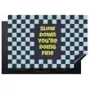Patroon - Geblok - Blauw - Slow down you're doing fine Inductie beschermer vinyl 3mm klein -3d