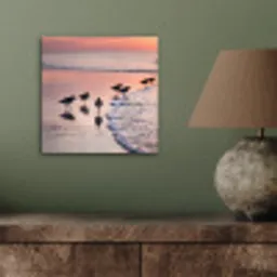 Meeuwen - Strand - Zee - Roze aluminium wit klein -sfeer2
