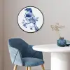 Vogel - Delfts blauw - Illustratie - Bloemen Fotolijst rond zonder passe partout klein -sfeer2