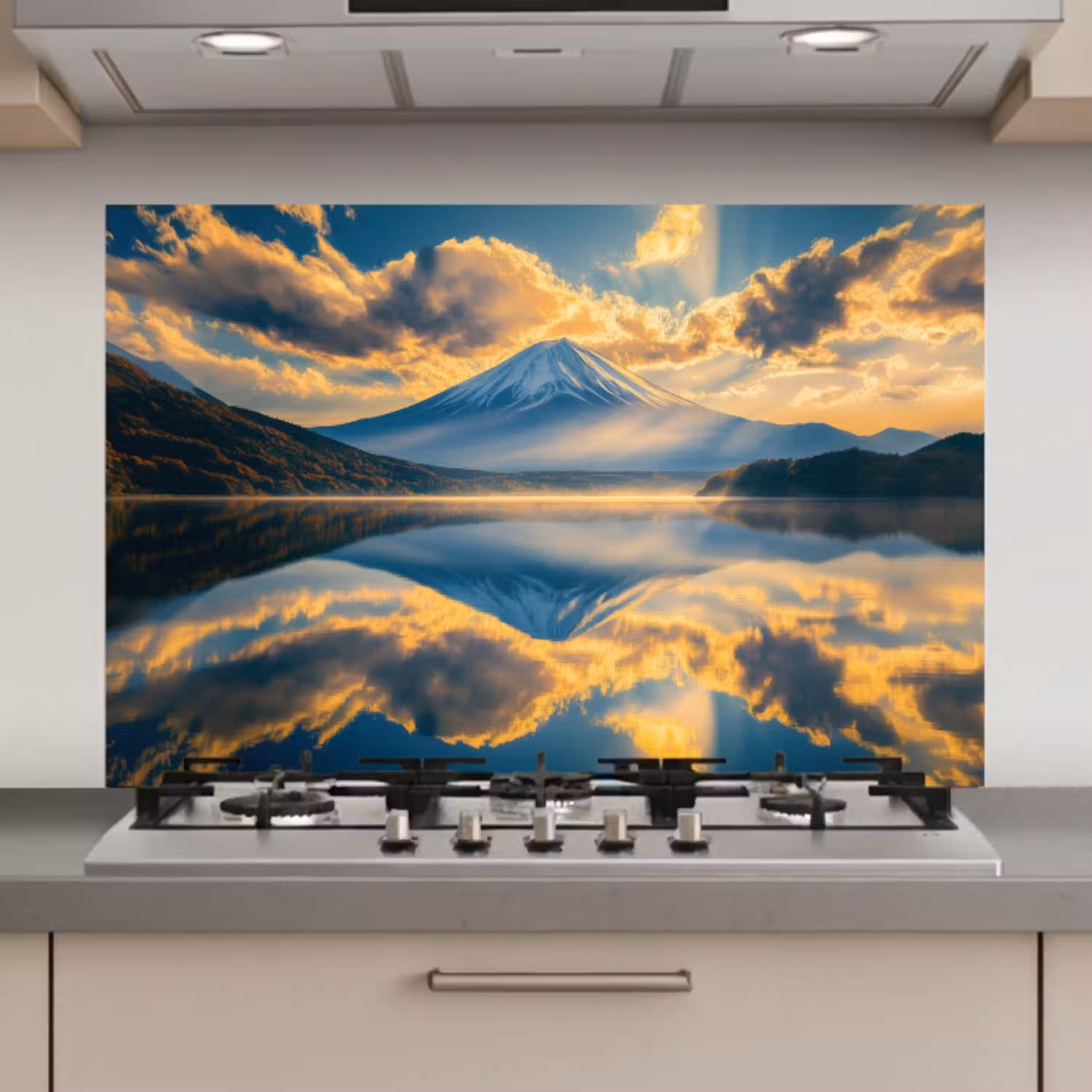 Berg - Rivier - Zonsondergang keuken achterwand spatscherm klein -3d_website