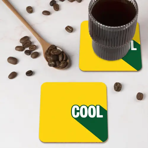 Cool - Geel - Groen onderzetter kurk middel -sfeer2
