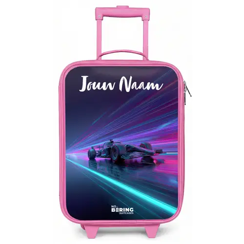 Lichtstralen - Neon - Racewagen - Paars Kinderkoffer - Roze klein -zz3dotto