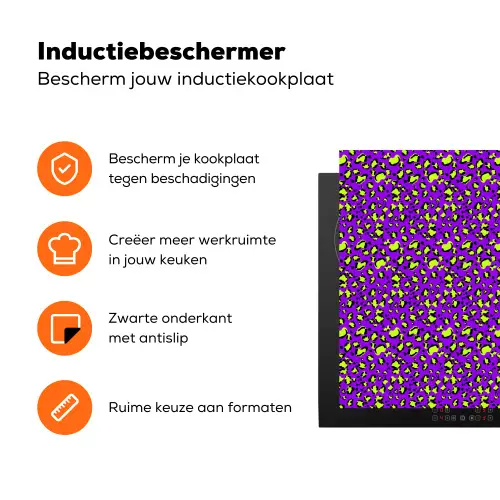 Panterprint - Paars - Groen - Neon Inductie beschermer vinyl 3mm klein 276 -zzzzzzz-td-ups