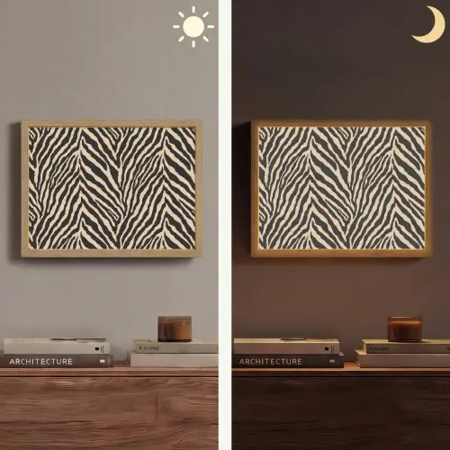 Zebra - Klassiek - Zwart Light Box met batterij (Wandlamp) middel 907 -sfeer3
