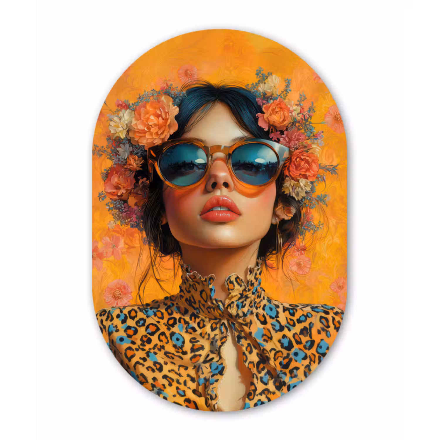 Forexbild Oval - Frau - Blumen - Ästhetik - Orange