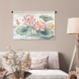 Aquarel - Lotusbloemen - Kleurrijk Wandkleed katoen middel -sfeer4
