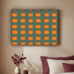 Pompoen - Patroon - Oranje Textielframe zwart klein 947 -sfeer1