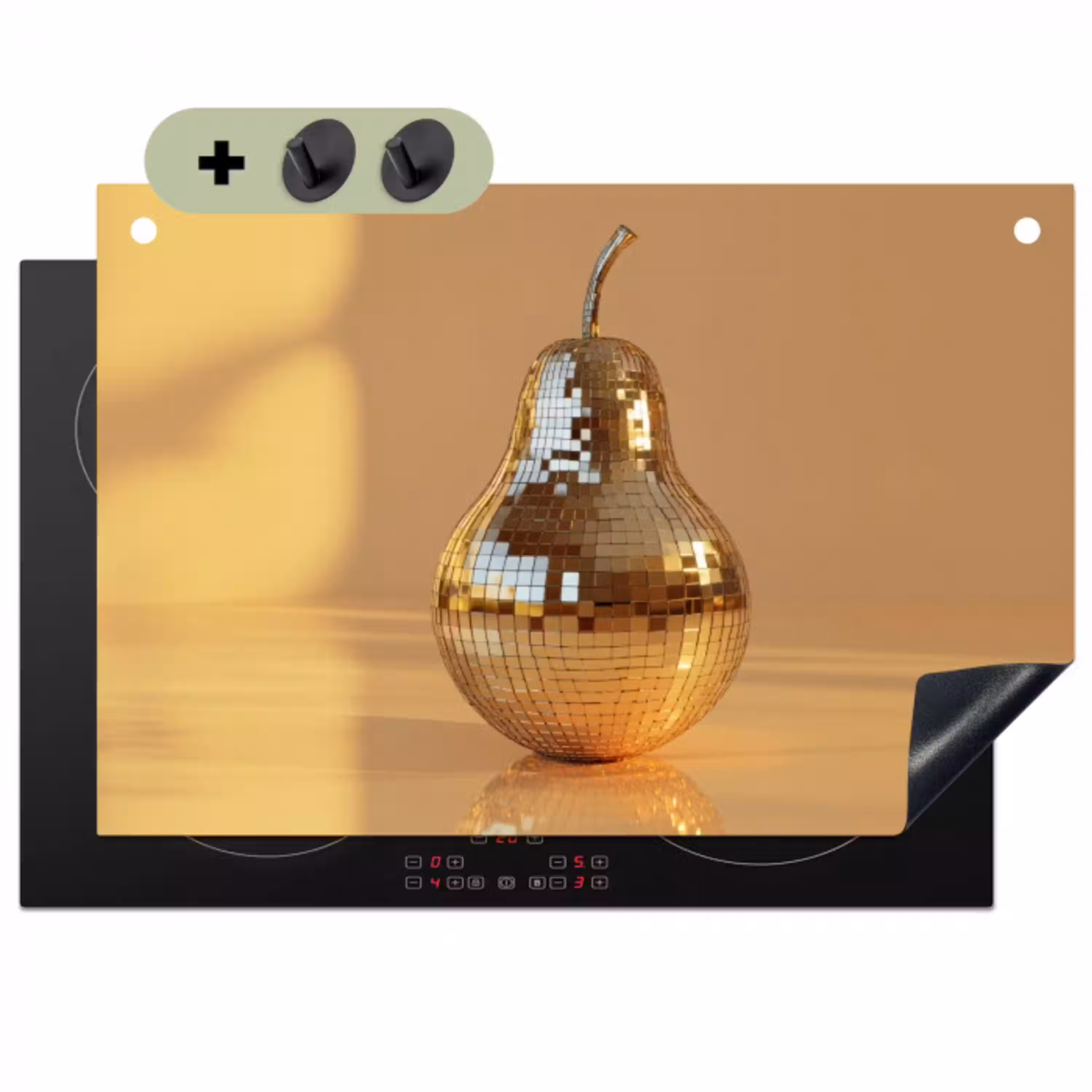 Goud - Disco - Glitter - Peer Inductie beschemer met haakjes klein -3d