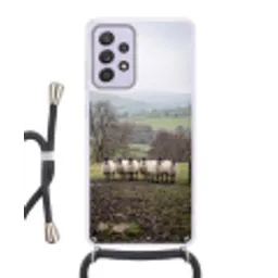 Schapen - Rij - Weide - Dieren - Platteland Hoesje Samsung Galaxy A52 5G met koord klein -3d